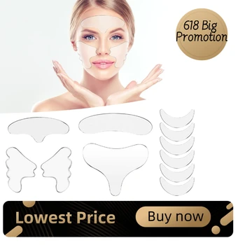 

11PCS/Set Reusable Silicone Wrinkle Forehead Sticker Face Neck Sticker Eye Sticker Silicone Neck Pad Forehead Anti-wrinkle Patch