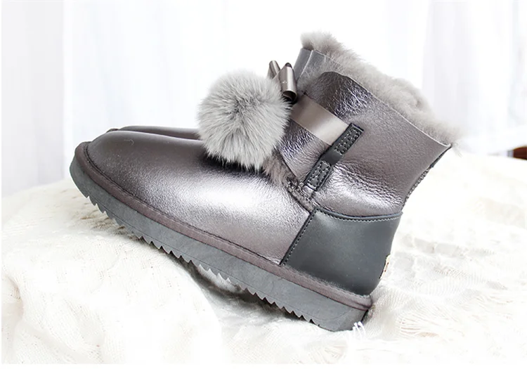 GY& YY/шерстяные зимние ботинки женские водонепроницаемые ботильоны из натуральной овечьей кожи, с бантом, с мехом лисы новая Нескользящая короткая зимняя обувь