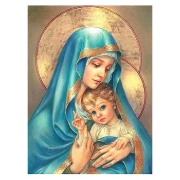 

5D Diamond Painting Full Set "Our Lady&Son" Round Rhinestone Picture Embroidery Sale Diamond Mosaic Religion Icon Home Decor