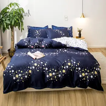 

47 Stars Twin Queen King single double Full size customized duvet cover sets bedding set blue quilt cover set