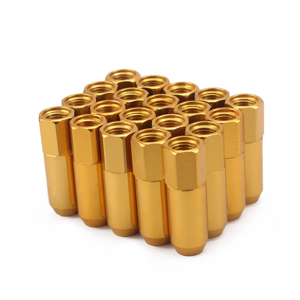 Blox 20 шт. 60 мм Автогонки алюминиевые колесные гайки M12x1.5/M12x1.25 гайка с логотипом RS-LN011 - Название цвета: gold