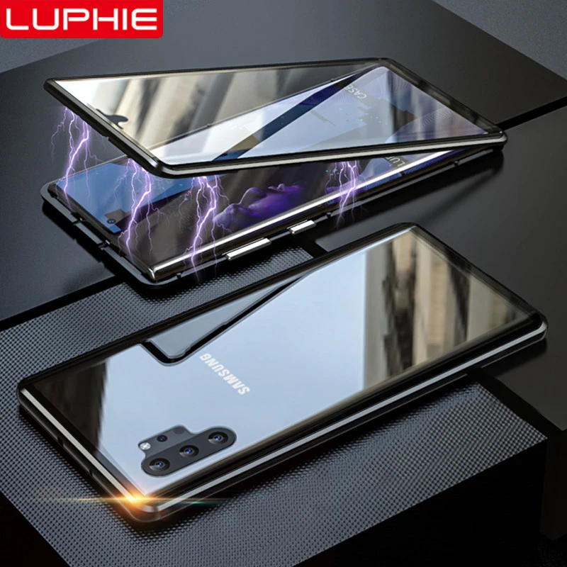 LUPHIE 360 Полный Магнитный чехол для samsung Note 10 Plus передний задний стеклянный Galaxy + s| |