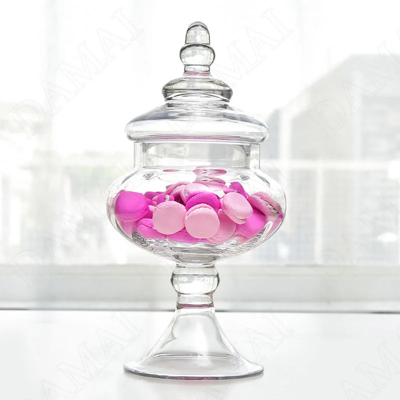Creativity Tall Feet Clear Storage Jar with Lid European Modern Grain Dispenser Coffee Table Desktop Candy Snacks Glass Bottle 5