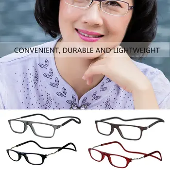 

360 Degree Folding Hanging Men Women Reading Glasses Visual Aid Reading Aid Eyeglasses Magnet Adjustable