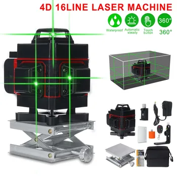 

ZEAST 16 Line 360 Horizontal Vertical Cross 4D Green Light Laser Level Self-Leveling Measure Super Powerful Laser Beam 110~220V