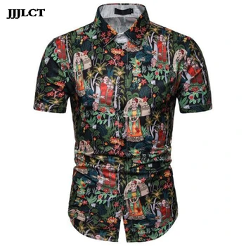 

Men's Wear for New Youth Men's British Style Retro Characters 3D Print Short Sleeve Shirt