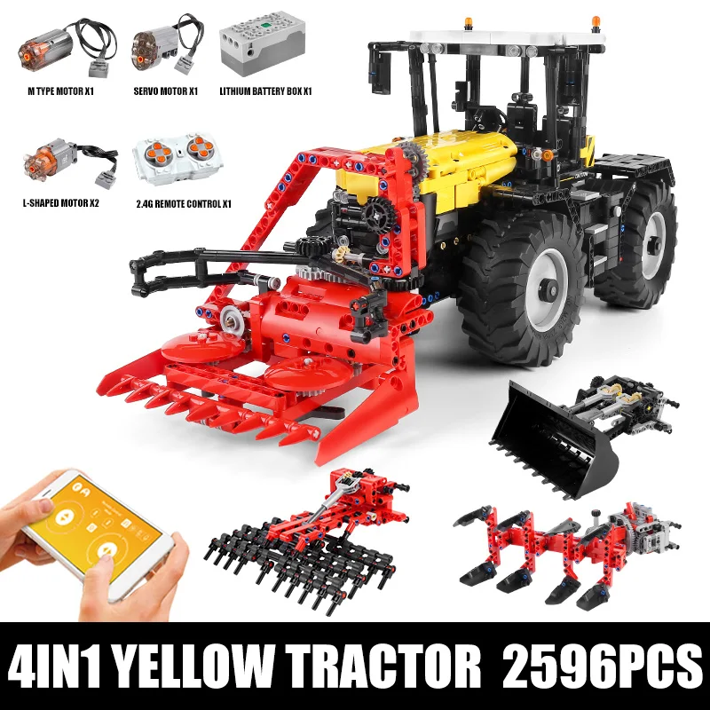 Mould King Technical 17019 Car MOC-25371 APP RC Tractor Fastrac 4000er Set Building Blocks Technic Parts Kids Toy Christmas Gift
