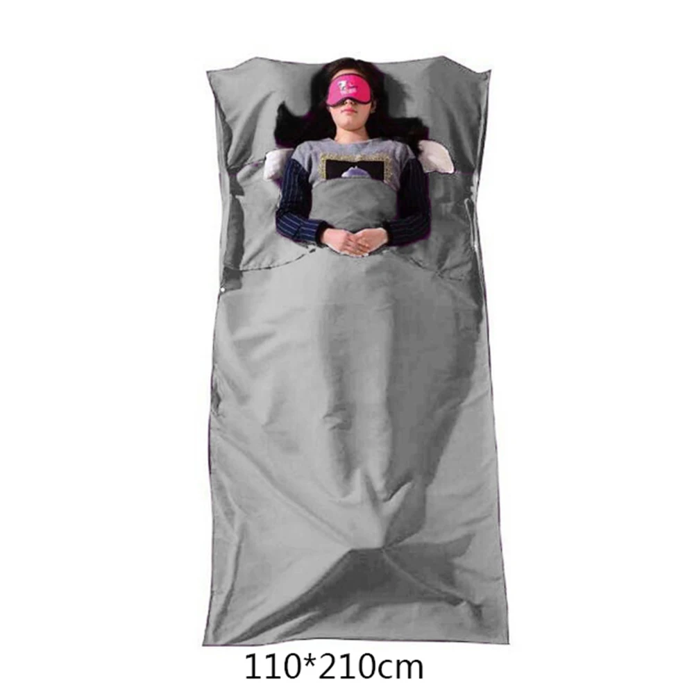 Gray 110x210cm 75/110 см x 210 см Сверхлегкий для использования на открытом воздухе, спальный мешок для кемпинга и Пеший туризм мешок вкладыш Портативный складные дорожные сумки - Цвет: Gray 110x210cm