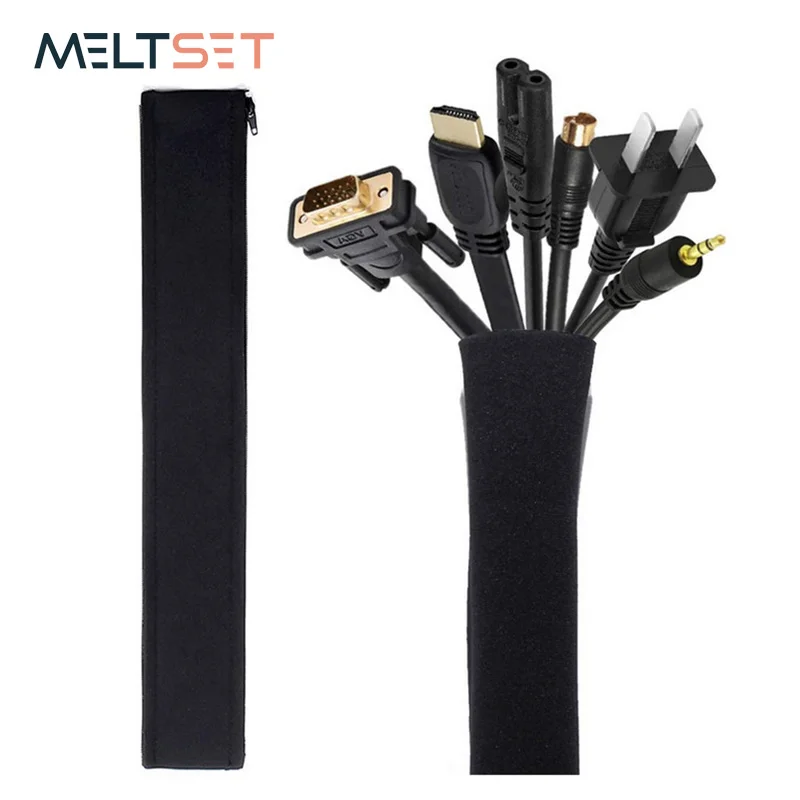

Cable Management Sleeve Cords Organizer Zipper Wire Hider Protector Cable Wrap Cover For Office Computer Home Storage Organizer