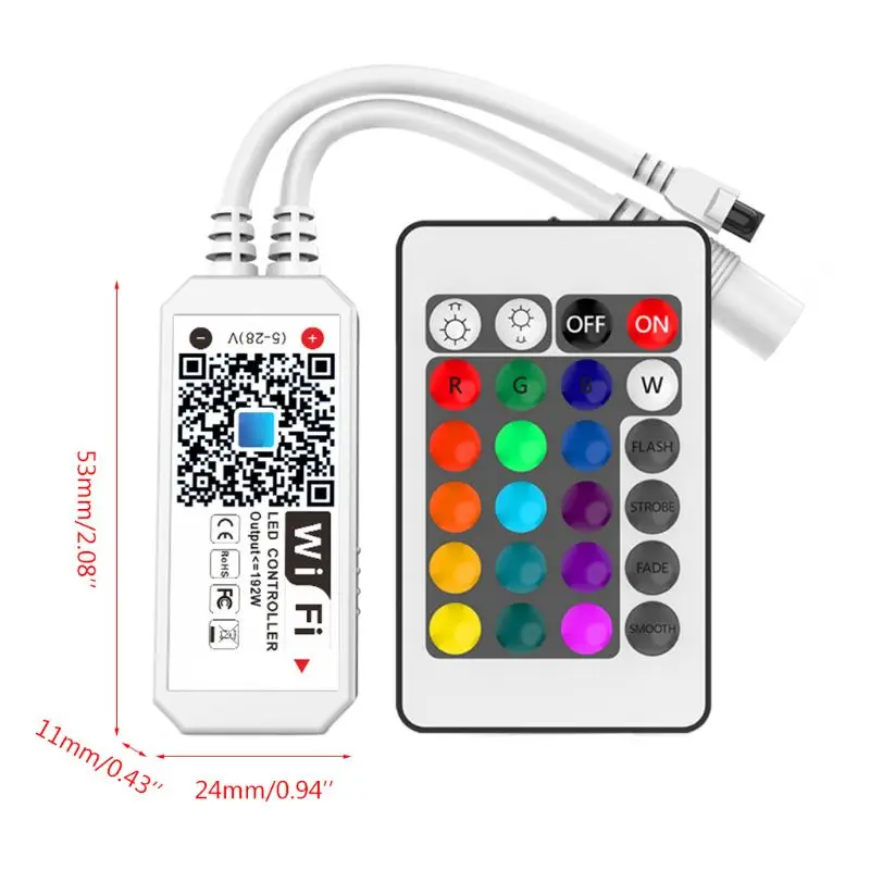 

Smart LED RGB RGBW Light Bar Music Timer Wifi Infrared 24-key Controller Dimming