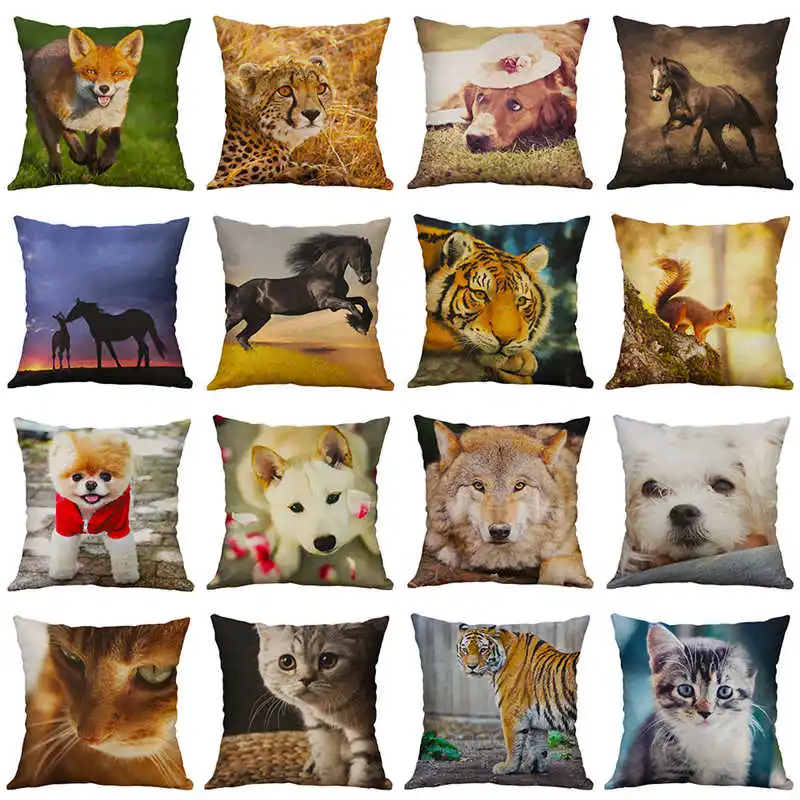 

Pillow Horse Home Decor Cushion Cotton Pattern Linen 18'' Animal Case Cover