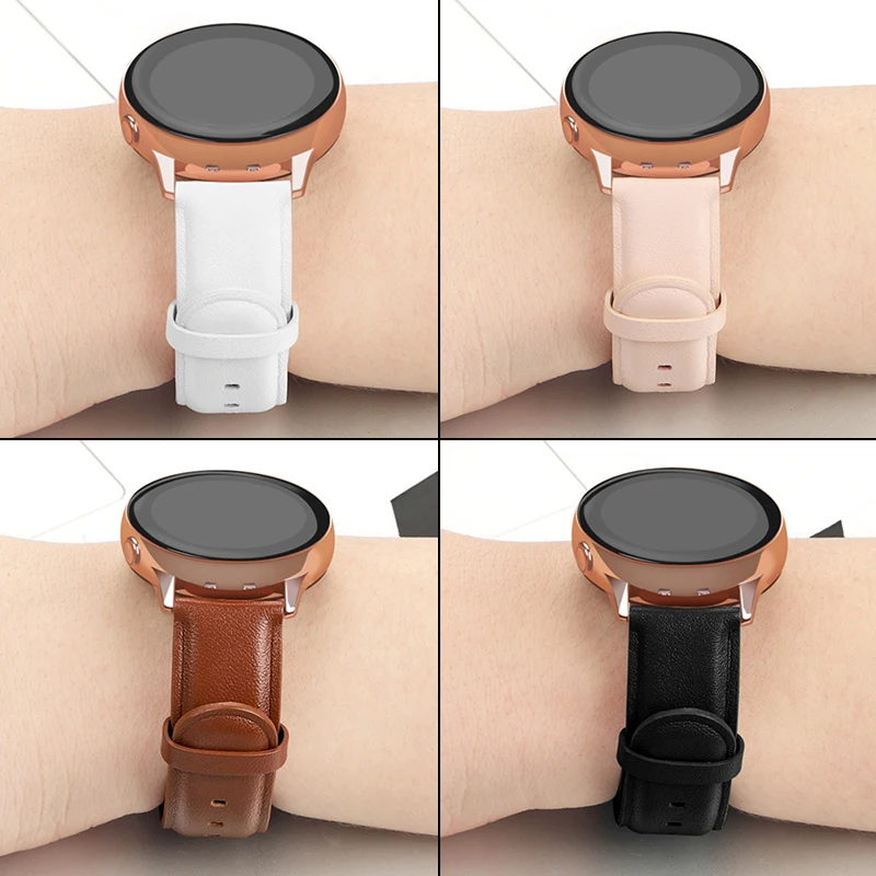 Ремешок кожаный для active 2 браслет Samsung Galaxy watch Huawei GT 2e amazfit GTR 40 мм 44 20 22 46 42 мм|Ремешки