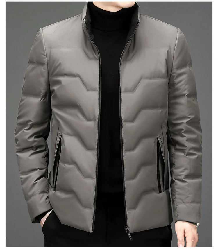 down coat Winter new men's down jacket short lightweight thickened cold proof jacket white duck down business stand collar warm jacket white puffer jacket