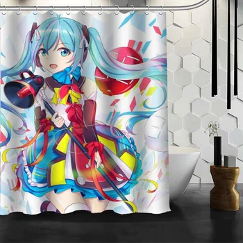 

Custom Hatsune Miku Anime Shower Curtain 12 Hooks For The Bathroom High Quality Polyester Fabric Bath Curtain 3D Printing