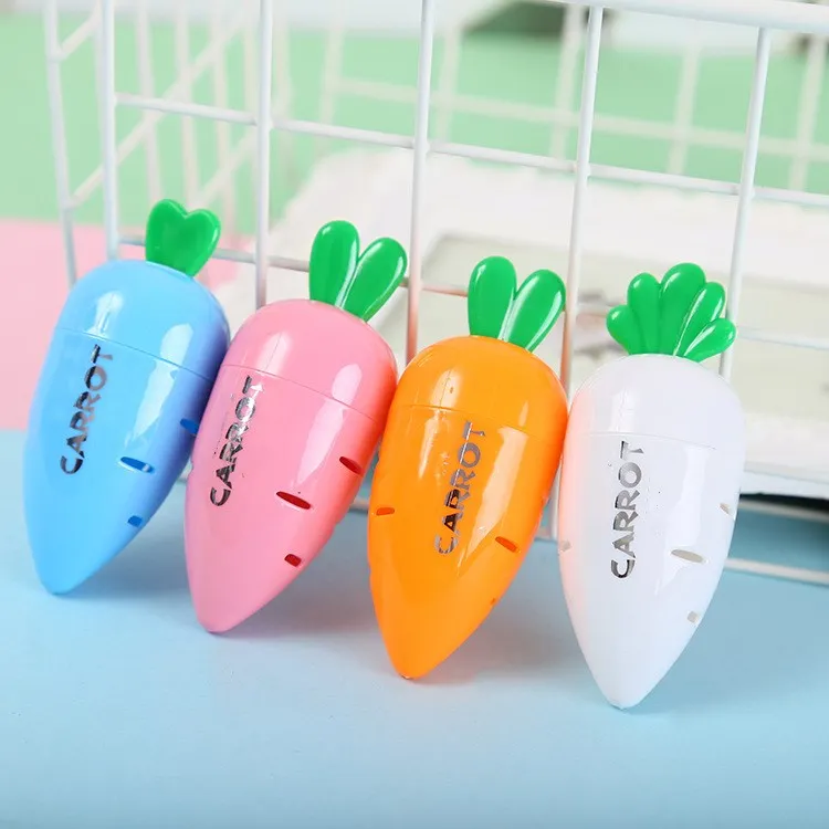 1PC cute cartoon creative carrot plastic pencil sharpener novelty stationery 