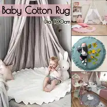 Мягкий хлопковый детский игровой гимнастический коврик для активных игр круглый детский ползающий ковер ползающее одеяло коврик для новорожденных коврик для ползания