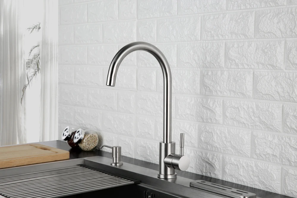 360 Degree Cold and Hot Kitchen Tap Single Hole Water Tap SUS304 Stainless Steel Kitchen Faucets