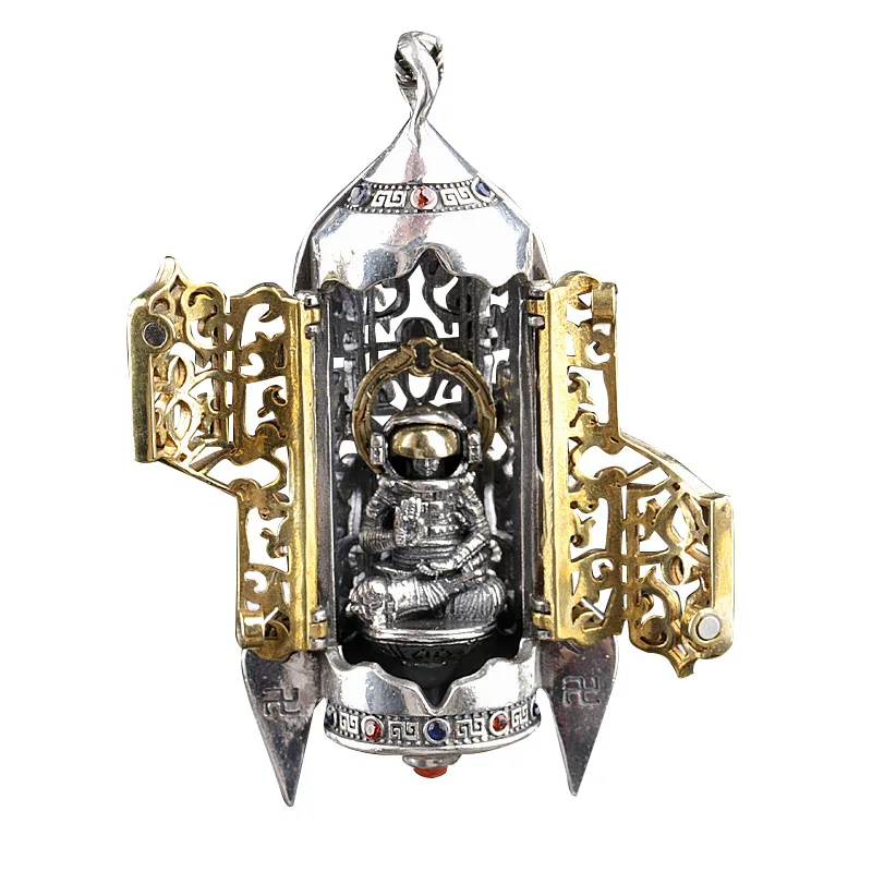 S925 Sterling Silver Pendants for Women Men Popular Imaginary Space Aerospace Buddha Pure Argentum Amulet Jewelry Free Shipping