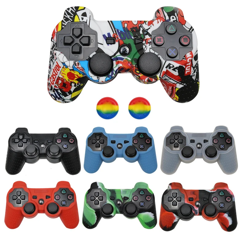 Силиконовый защитный чехол накладка для PS3 контроллер гелевый с джойстиком 2