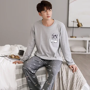 

Men Pajamas Set Summer Cotton Big Size L-3XL Pyjama Short Casual Sleepwear Suit White Feather Pattern Male Loungewear