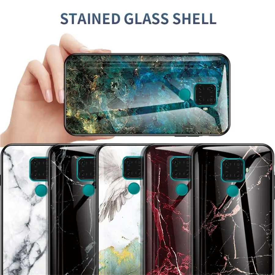

Luxury Marble Glass Cover For huawei P smart Z P30 P20 P10 P9 Soft Border Protective Case For Huawei Mate20 10 Nova 5i 4E 3E 3i