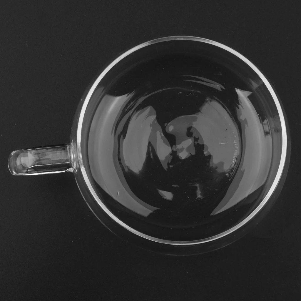 200ml Round Double Wall Layer Borosilicate Clear Drinking Cup Coffee Tea Mugs with Handle For Home Office Flower Tea Cups