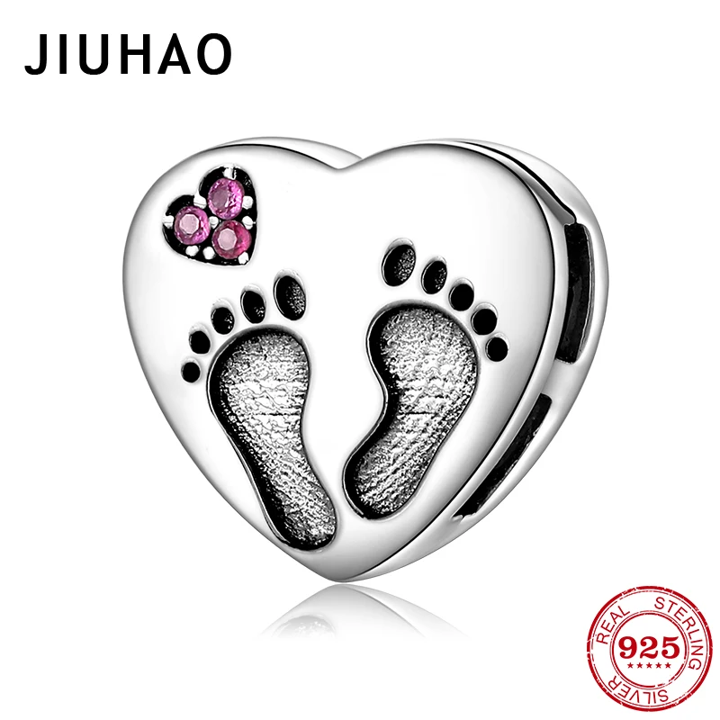 

High quality Little feet Pink zircon 925 Sterling Silver Clips beads Fit Original Reflexions Bracelet charms Jewelry making