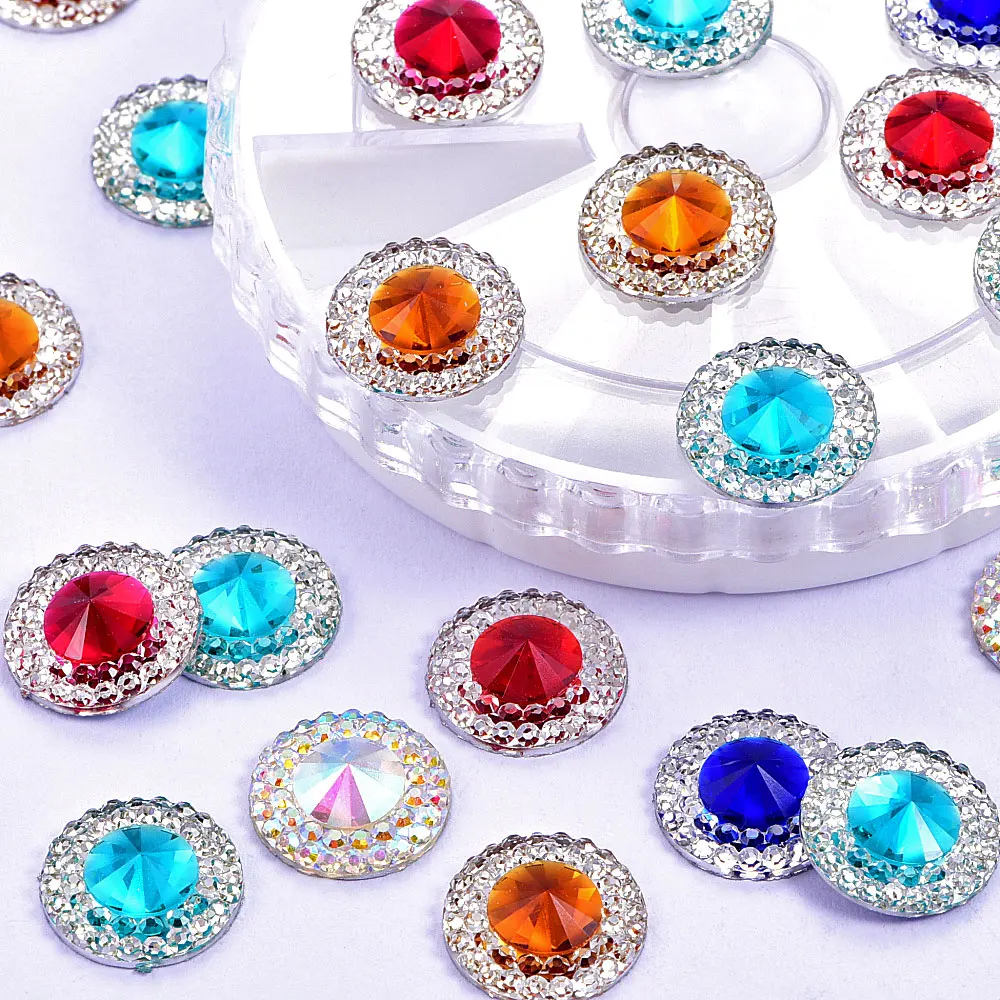 

13mm Double Color Round Resin Non Hot Fix Rhinestone Crystal Rhinestone Flatback Beads Rhinestones For Wedding Decoration B3827