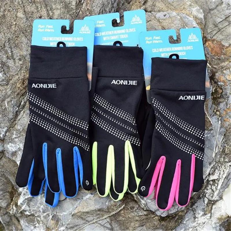 Спортивные перчатки AONIJIE, M-50, полный палец, теплые перчатки для велоспорта, перчатки для бега, мужские, женские перчатки для сенсорного экрана