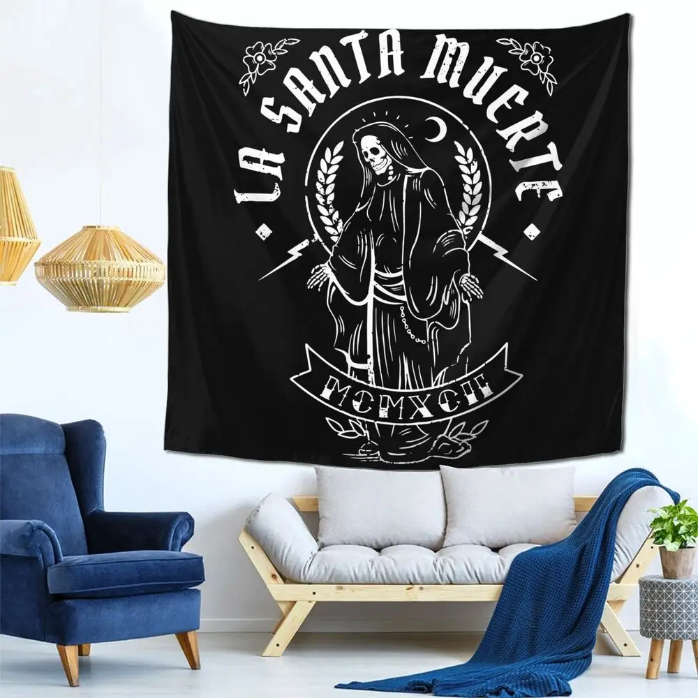 La santa muerte tapeçaria hippie poliéster parede