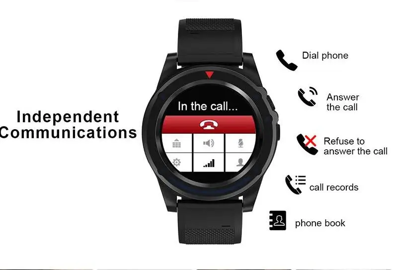 R18 bluetooth 3,0 smart watch 1,22 дюйма full hd круглый экран TF карты SIM телефон камера шагомер умное напоминание