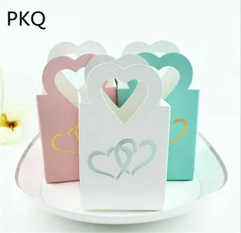 

100Pcs Creative Wedding Box Small Jewelry Packaging Gift Bag Christmas Party Favor Bag Paper Present Bags 6x3.8x10.5cm