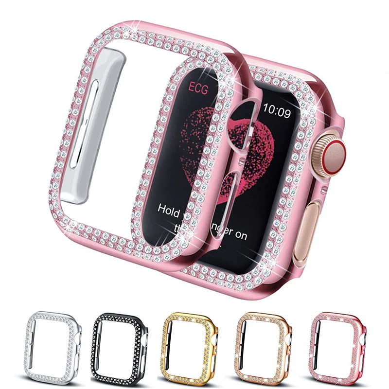 Алмазный чехол для Apple watch band 5 4 3 Чехол 44 мм 40 мм 42 мм 38 мм iwatch band Кристальный защитный бампер