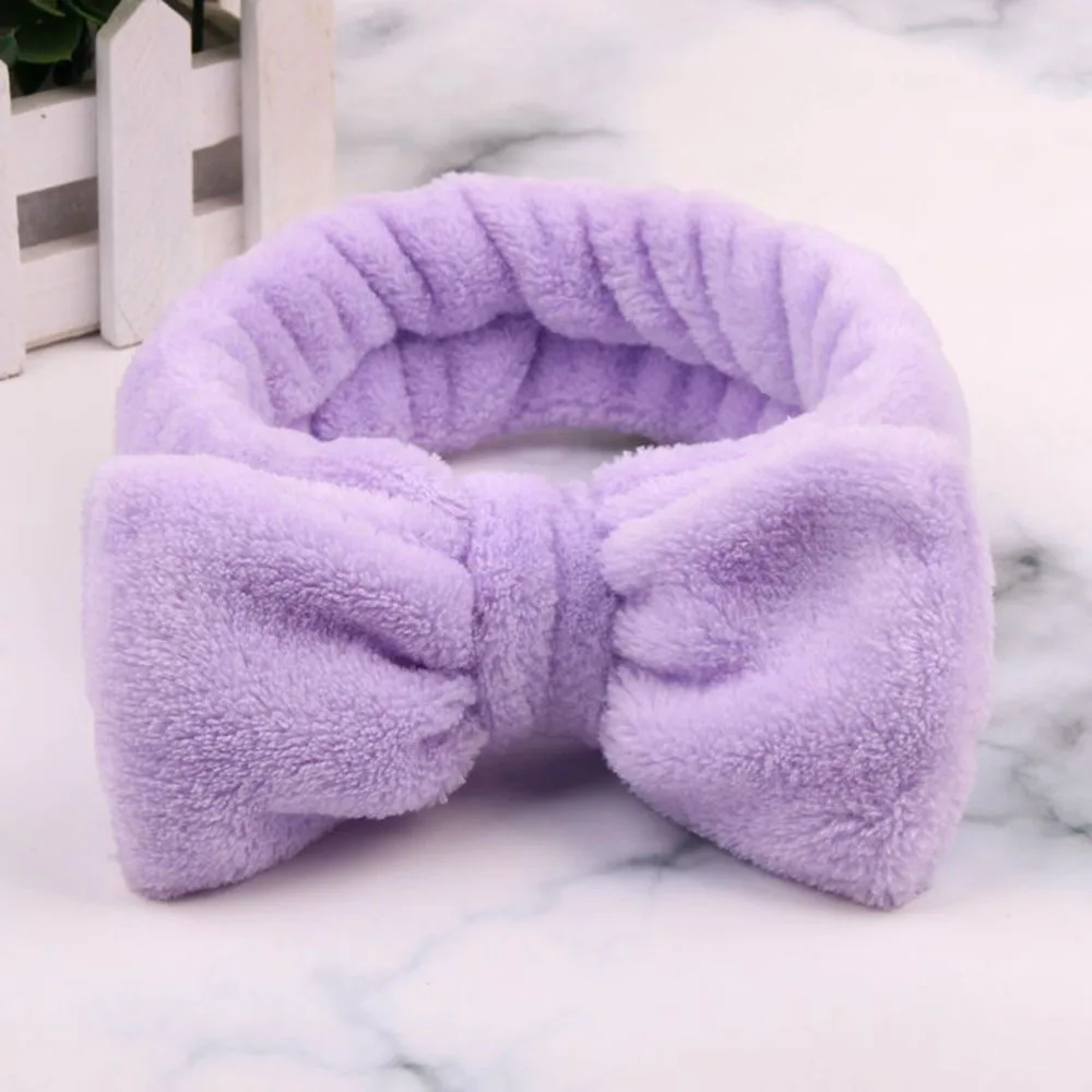 Purple Новая буква OMG коралловый флис мягкий бантик ободок мыть лицо ободок Девушки Женщины держатель тюрбан повязки для волос аксессуары для волос - Цвет: Purple