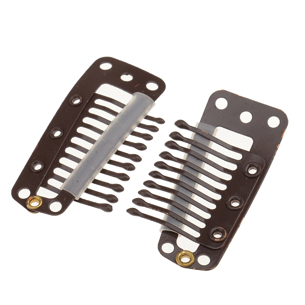 100Pcs Steel Snap Comb Clips 10 Teeth for Toupees Wigs Weft Hair Extensions