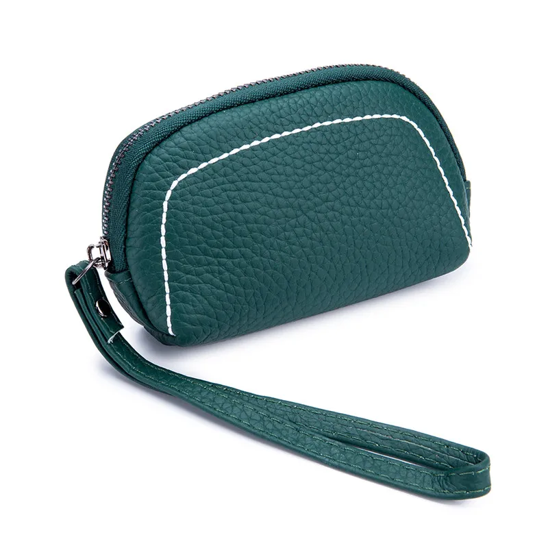 OKKID маленький кошелек из натуральной кожи для девочек, детское портмоне, Женская мини сумка для денег, детский кожаный кошелек с ремешком - Цвет: green