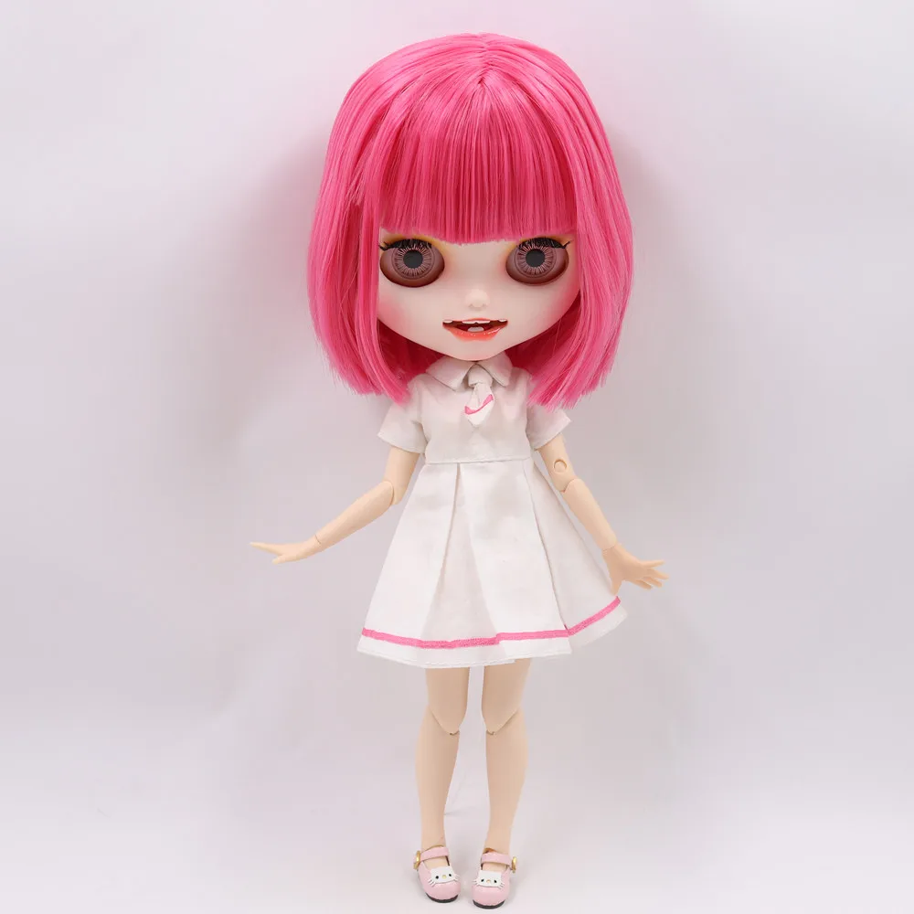 Ледяной обнаженный Blyth кукла No. BL2476 розовые волосы резные губы открытый рот матовая индивидуальные лица сустава тела 1/6 bjd
