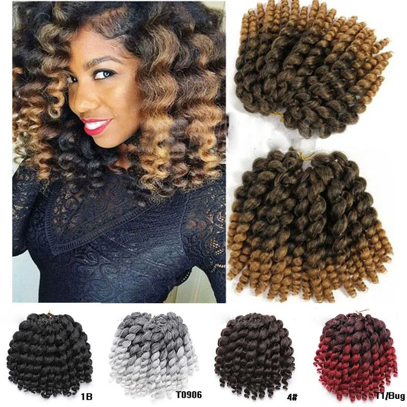 8 дюймов 20 корней Jumpy Wand Curl Twist синтетические вязанные косы ямайский прыжок крючком плетение волос для черных женщин