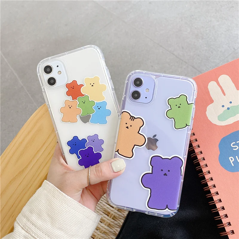 

Korea bear phone case for iphone 7Plus xr x xs max anti-knock soft colors candy bears coque for iphone 11 Pro Max 8 7 Plus funda