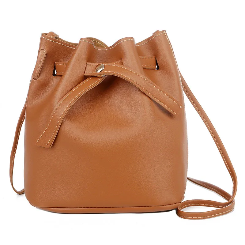 

New Women's Bag 2020 Solid Color Bucket Bag Spring and Summer New Ladies Shoulder Bag
