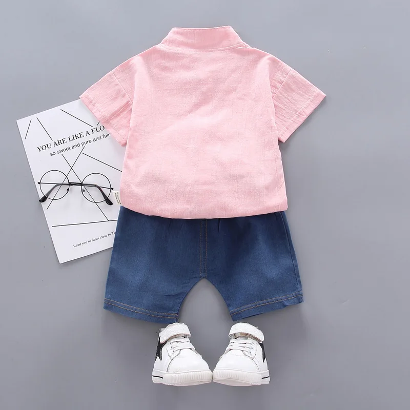 summer Children Casual Clothes suit Baby Boy Girls Cartoon T-Shirts Denim shorts 2Pcs/set Toddler Cotton Clothing Kids Tracksuit
