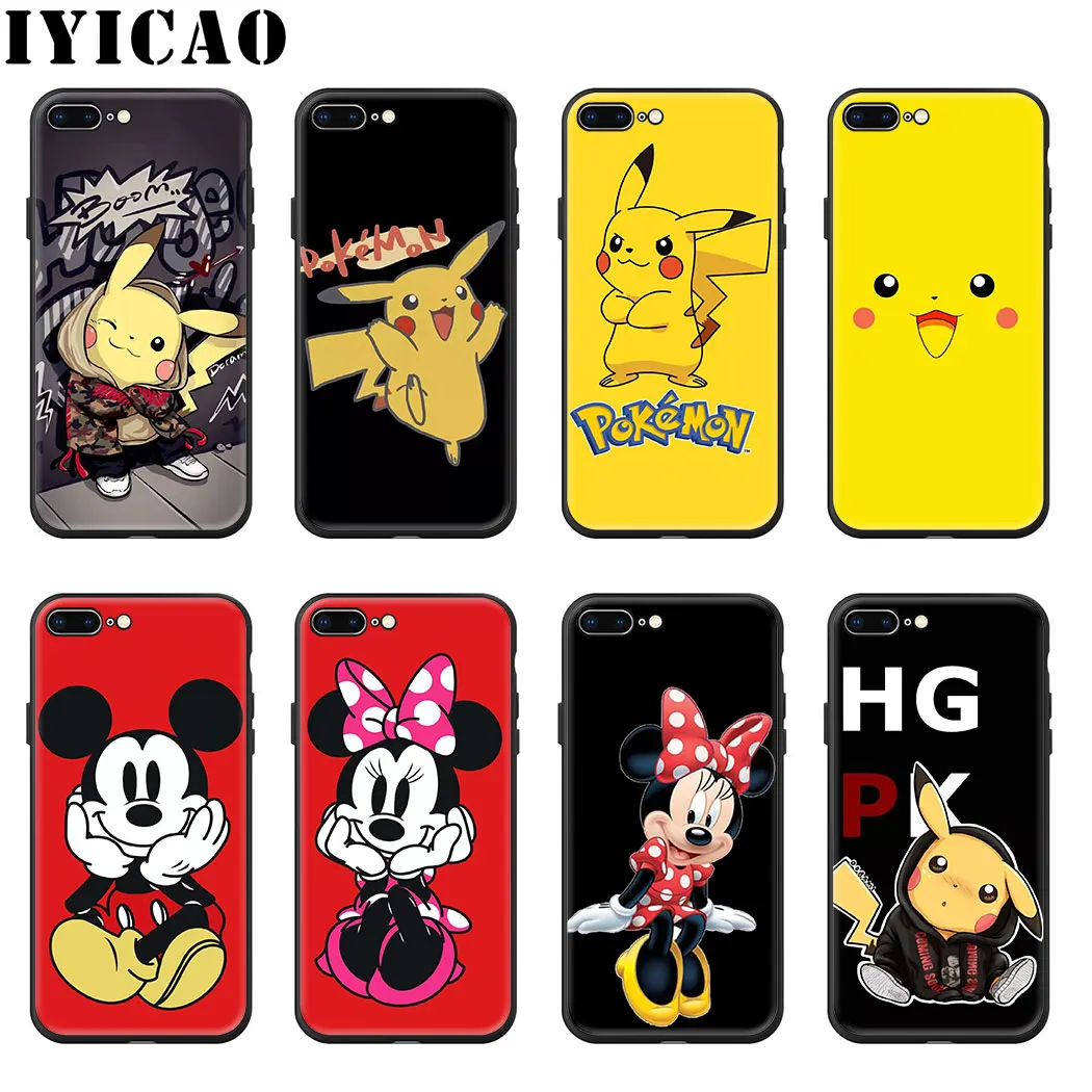 IYICAO Pikachu Crayon Shinchan Mickey Mouse Soft Case for iphone 11 Pro Xr Xs Max 6 6s 7 8 Plus 5 5s Se TPU |