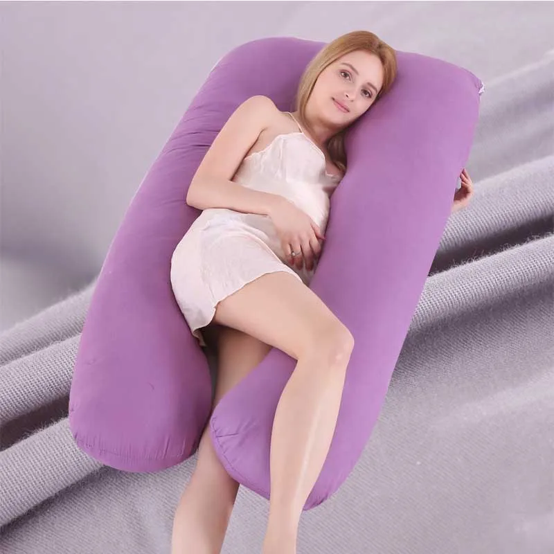 purple Хлопковый облегающий спальный Поддержка Подушка для беременных Для женщин тела U Форма подушки для беременных Беременность боковой корпус подушка для кормления грудью - Цвет: purple