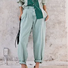 MEVGOHOT, женское Хлопковое платье с высокой талией размера плюс, винтажное свободное джинсовое платье, Осень-зима, универсальные Джинсы бойфренда, ковбойские женские джинсы HD3211