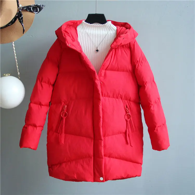 Осень-зима, Женская парка, пальто, куртка, с капюшоном, Abrigos Mujer Invierno, женская, с карманами, хлопок, утолщенная, повседневная,, одноцветная, Wakeey
