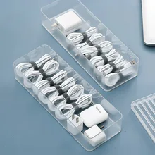 

Cable Storage Box Transparent Plastic Data Line Storage Container for Desk Stationery Makeup Organizer, Key and Jewelry Box
