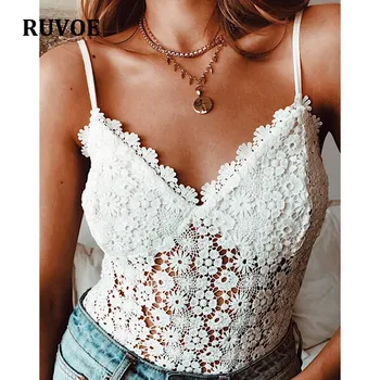 

Women Bodysuit Lace Sexy Skinny Solid Strapless White Bodycon Spaghetti Straps Rompers Combinaison Femme Playsuit Bodysuits FD