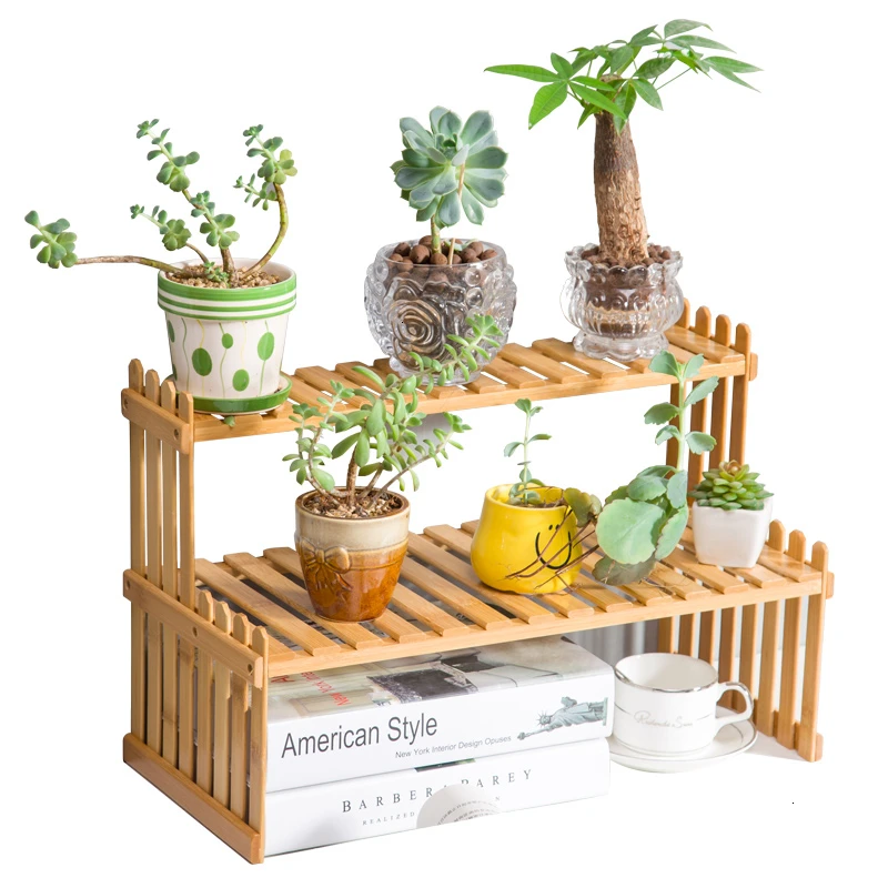 Small Flower Rack Windowsill Office Desktop Mini Bamboo Potted Small Flower Rack Windowsill Office