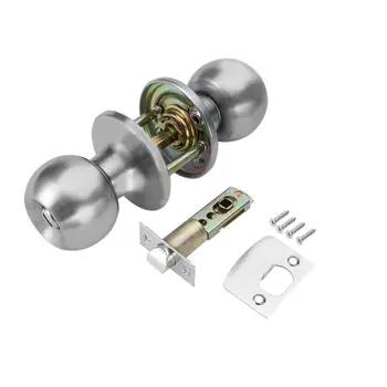 

Durable Spherical Stainless Steel Door Handle Knob Latch Set Round Door Knobs Rotation Lock With Key for Living Room Bathroom