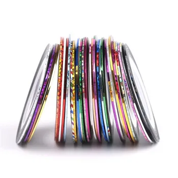 

30Pcs Mixed Colorful Beauty Rolls Striping Decals Foil Tips Tape Line DIY Design Nail Art Stickers for Manicure Tools Decoration